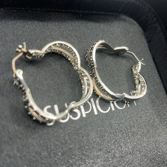 Unique Vintage Sterling Silver Earrings adorned with Marcasite & CZ - Picture 3 of 14